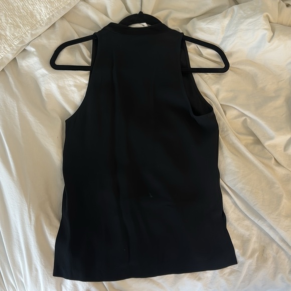 A.L.C. paneled leather trim sleeveless top with buttons - Picture 3 of 5